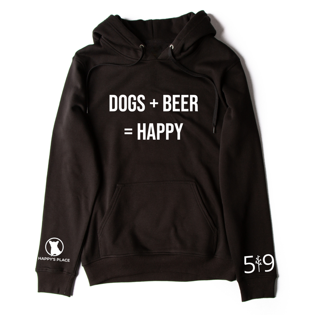 HAPPY'S PLACE DOG + BEER HOODIE (UNISEX)