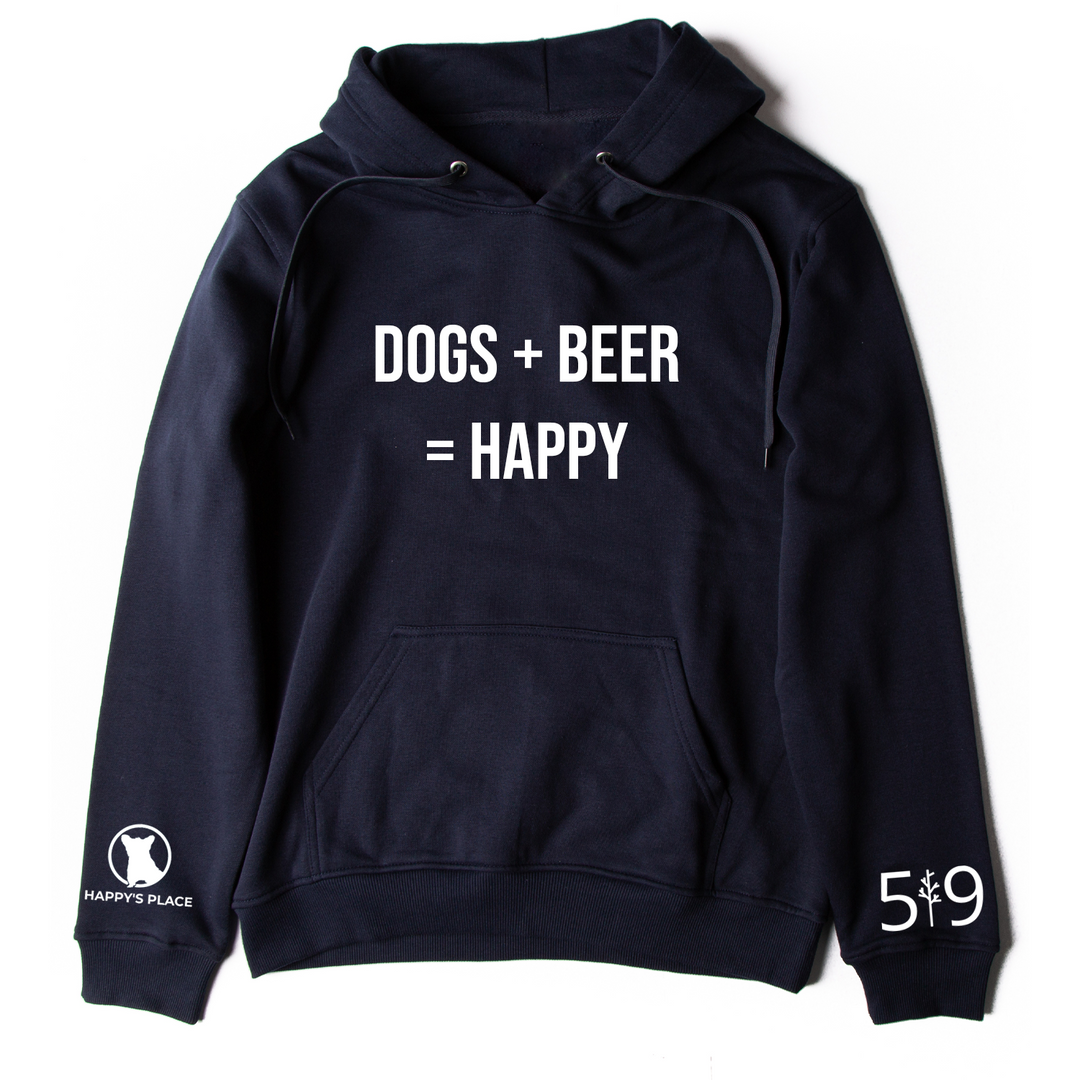 HAPPY'S PLACE DOG + BEER HOODIE (UNISEX)