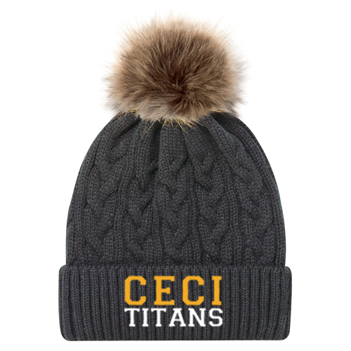 CECI EMBROIDERED FAUX FUR TOQUE