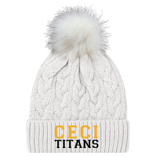 CECI EMBROIDERED FAUX FUR TOQUE