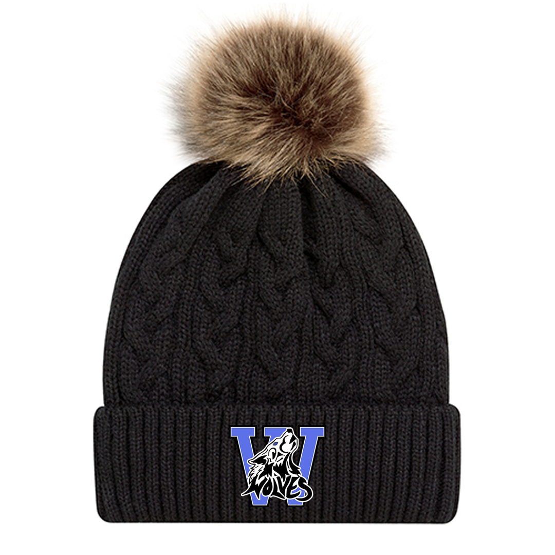 WOLVES EMBROIDERED FAUX FUR TOQUE