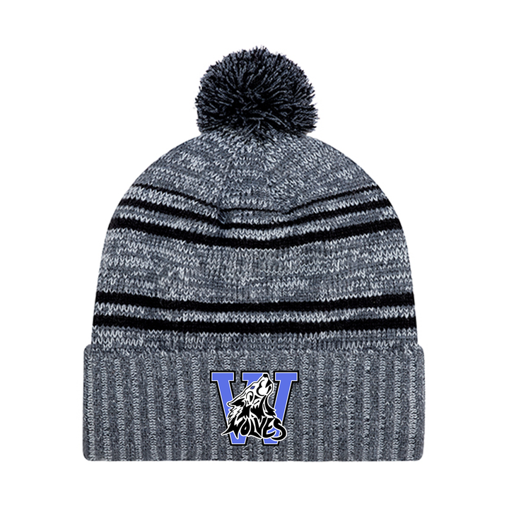 WOLVES EMBROIDERED POM-POM TOQUE