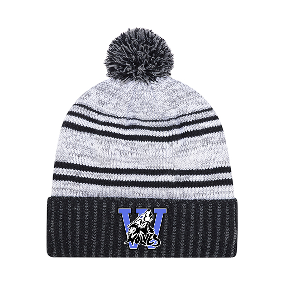 WOLVES EMBROIDERED POM-POM TOQUE